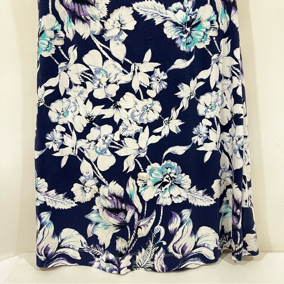 Soft Surroundings Faux Wrap Blue Floral Flutter Mini Dress Size Medium - Picture 5 of 13